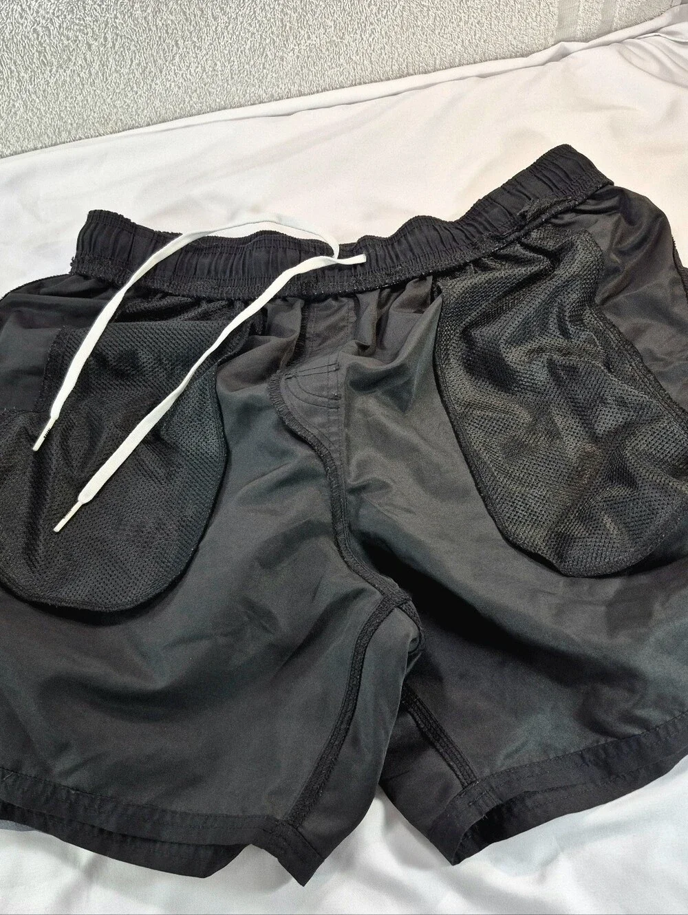 Nike Athletic Shorts Bundle - Black Dri-FIT Running Shorts & Gray Chevron Basket